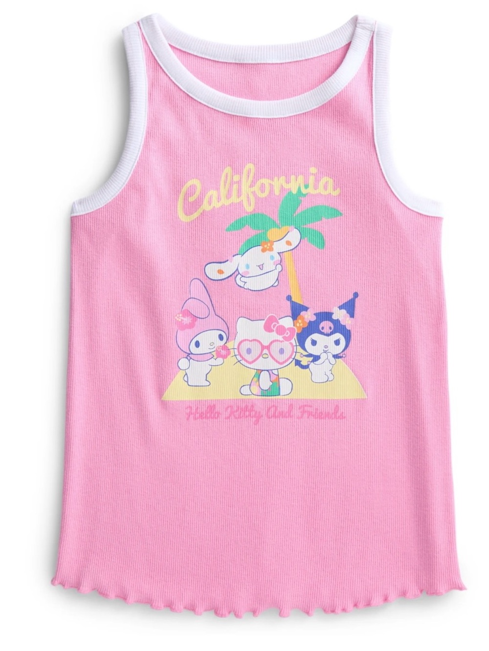 Sanrio Hello Kitty & Friends Girls 10-12 California Graphic Tank Top Pink NWT